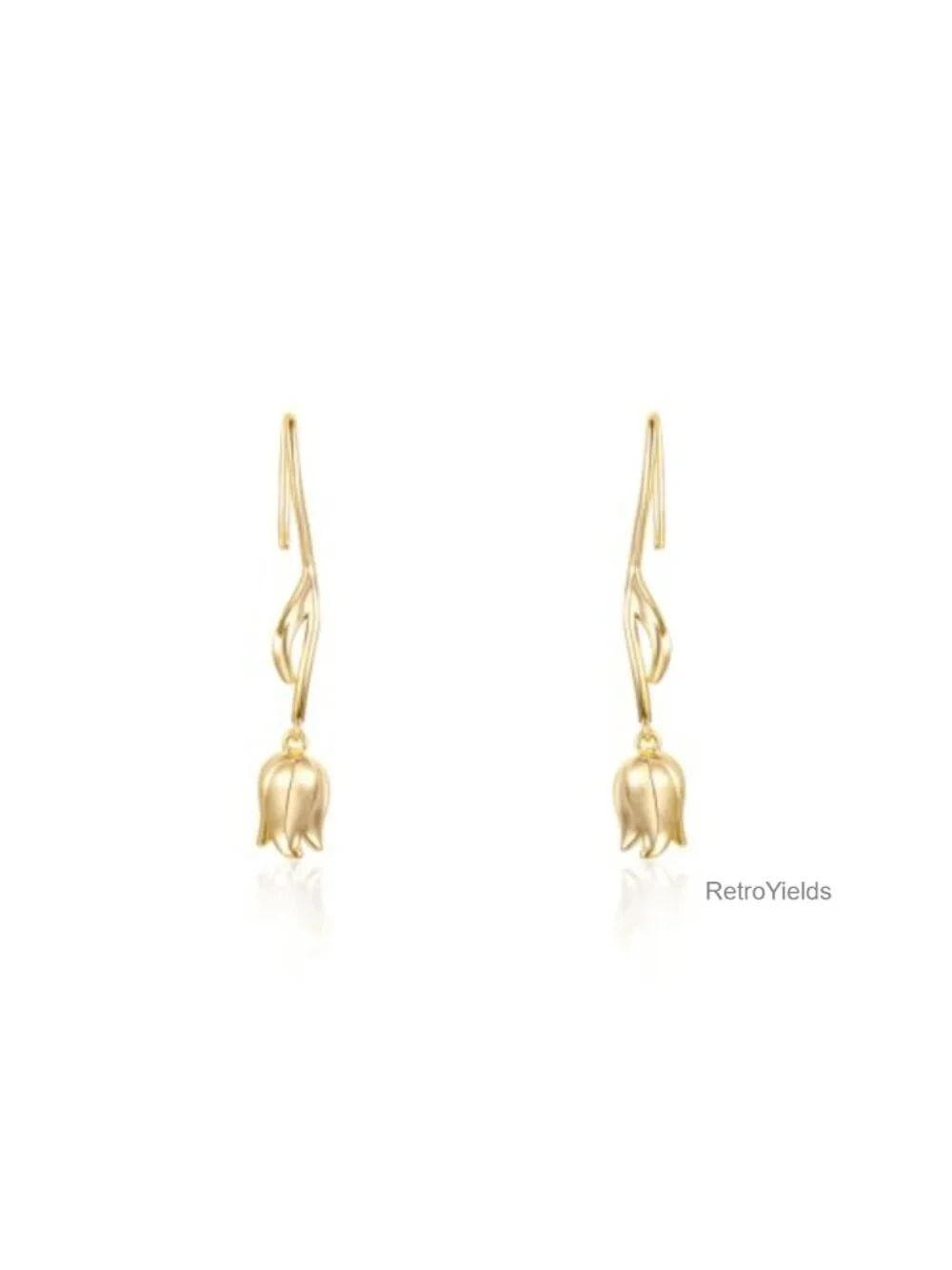 Dainty Flower Drop Earrings 14K Gold Plated Freshwater Pearl Lightweight Jewelry